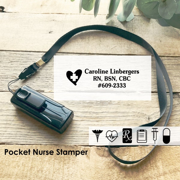 Nurse Stamp, Doctor Stamp, Pocket Stamper, Self-inking Gift for Nurses, Pharm Tech Stamp, Pharmacy Custom Personalized Stamp CS-10441