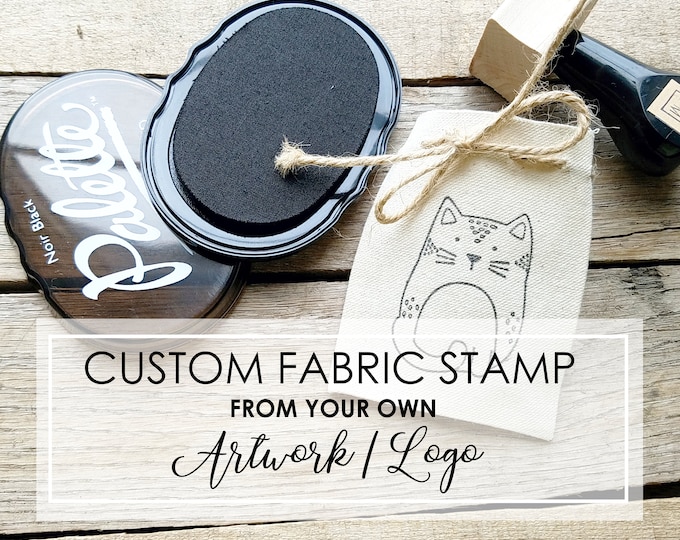 Featured listing image: Custom Fabric Stamp of Your Logo or Image, Clothing Stamp Kit, Fabric Stamp Ink for Custom Labels, Personalized Quilt Sewing Labels with Ink