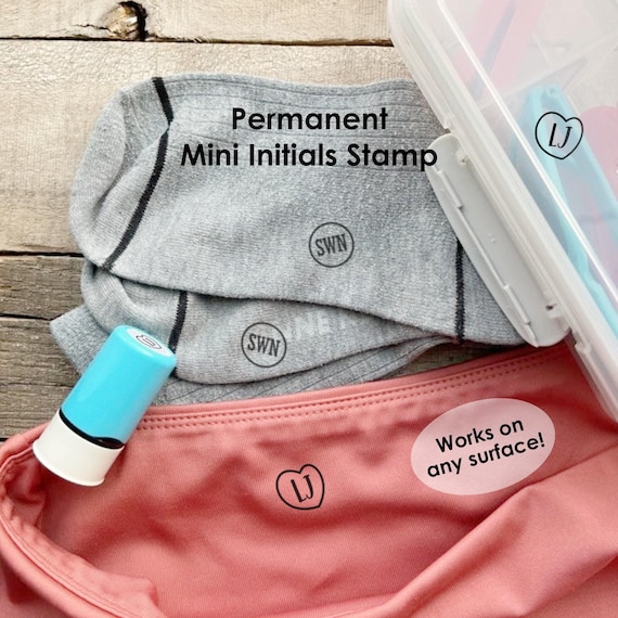 Clothing Stamp With Initials, Permanent Mini Initials Fabric Stamper, Monogram Stamp for Laundry, Round Initials Self-inking Stamp