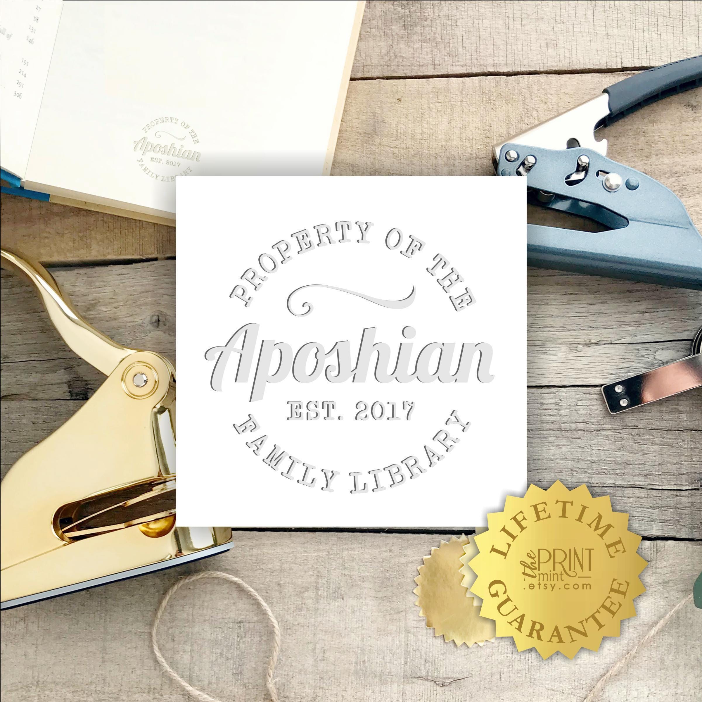Family Library Book Embosser- Custom Book Stamp- Family Name