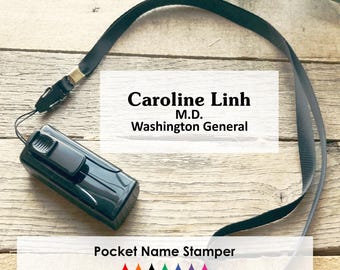 Personalized Name Pocket Stamper, Self-Inking Nurse Gift, Custom Professional Stamp CS-10435