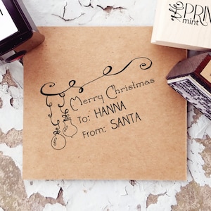 Christmas Stamps, Gift Tag Stamp, To From Stamp, Holiday  Stamp,  Christmas Stamp with Ornaments,   Merry Christmas Stamp, 10222