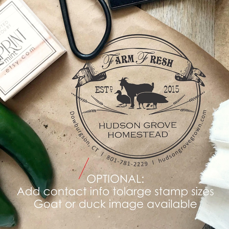 Boerderijstempel, aangepaste rubberstempel boerderijlogo, Homestead-logo ontwerpstempel, boerderij verse dierenstempel, gepersonaliseerde eierdoosstempel CS-10384 afbeelding 4