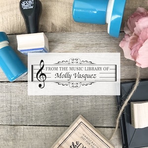 Music Library Stamp, Music Stamp, Music Teacher Stamp, Piano Stamp, Personalized Music Teacher Stamp, From The Music Library Of 10066