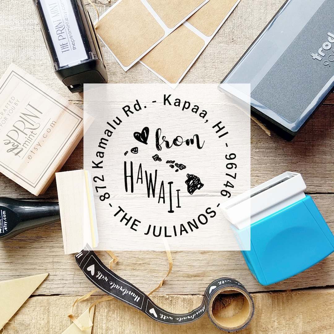Hawaii Address Stamp or Made in Hawaii Custom Rubber Stamp Etsy