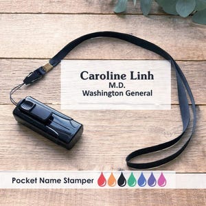 Carimbo de bolso personalizado com nome, autoentintado, presente para enfermeira, carimbo profissional personalizado CS-10435 imagem 3