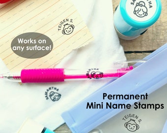 Permanent Name Stamp For Clothing and Other Surfaces , Mini Round Clothing Label Stamp, Child Name Labels Stamper, Custom Kids Name Stamper