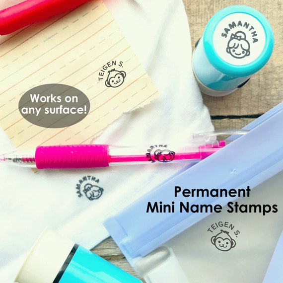 Permanent Name Stamp for Clothing and Other Surfaces , Mini Round Clothing  Label Stamp, Child Name Labels Stamper, Custom Kids Name Stamper 