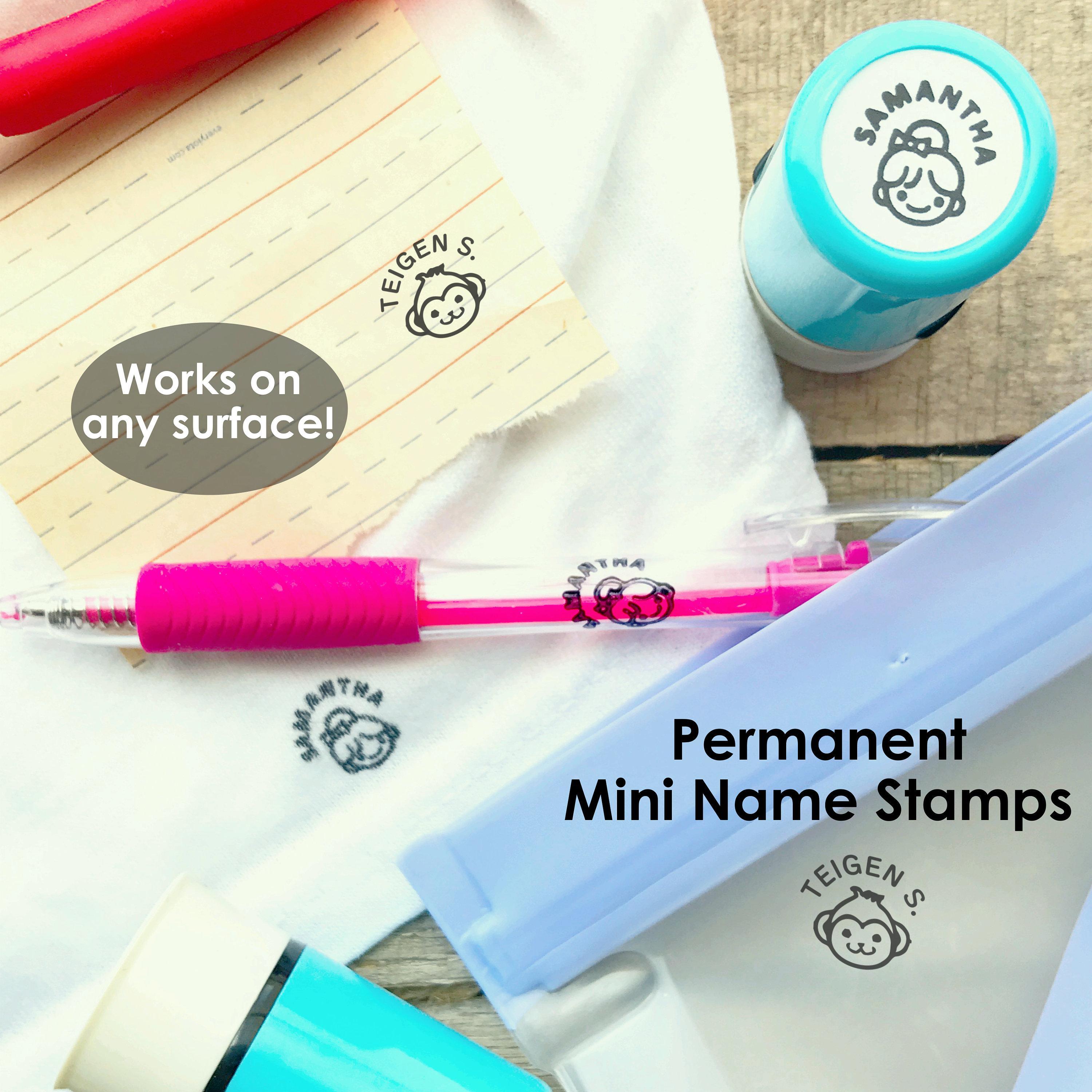  Name Stamp for Kids Clothing, Waterproof Customized Name Stamp,  Extra 100 or 200 Personazlied Name Labels, Personalized Name Stamp, Custom  Label Stamp for Kids School Stuff, 15 Styles&36 Icons : Office Products