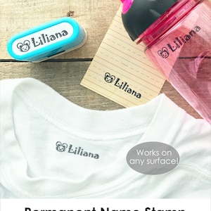 Clothing Stamp with Name, Permanent on Any Surface or Fabric, Personalized Clothing Labels Stamp for Kids and Camp, Self-inking Q41 image 1