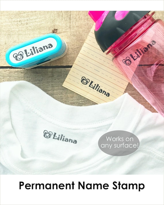 Clothing Stamp with Name, Permanent on Any Surface or Fabric, Personalized Clothing Labels Stamp for Kids and Camp, Self-inking Q41