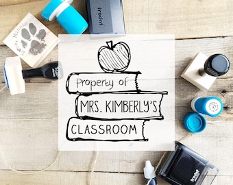 Teacher Library Stamp, Classroom of Stamp, This Book Belongs to, Personalized Self Inking Stamp for Teachers- Custom Library Stamp, 10104