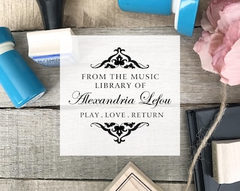 Music Library Stamp, Music Belongs To Self-Inking or Rubber Stamp, Music Stamp, Piano Teacher Gift, Personalized Music Stamp CS-10082