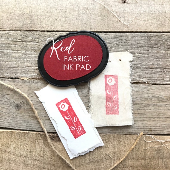 Red Fabric Ink Stamp Pad, Fabric Ink Pad for Rubber Stamps, Fabric Stamp Ink,  Permanent Ink for Canvas, and Muslin, Red Ink 