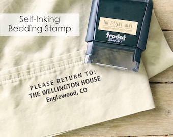 Bedding Label Stamp, Black Self-Inking, Personalized Property of Fabric Stamp for Bed Sheets, Pillowcases, Air Bnb Laundry Label, CS-10454