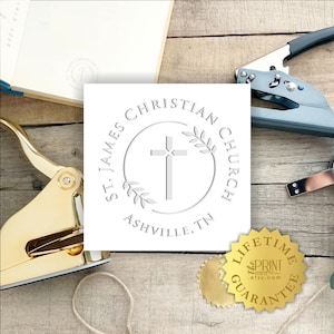 Kirchenprägung, christliche benutzerdefinierte Kirchenstempelprägung Siegelpresse, personalisierte Kirche, religiöse Prägung, Pastorgeschenk CS-10427