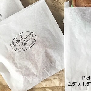 Baked With Love Rubber Stamp, Personalized (Self-Inking or Wood) image 4