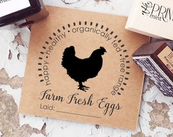 Chicken Stamp, Egg Stamp, Farm Fresh, Fresh Eggs Stamp, Farm Rubber Stamp, Self-Inking Animal Stamp, Egg Carton Stamp, Farm Logo CS-10267