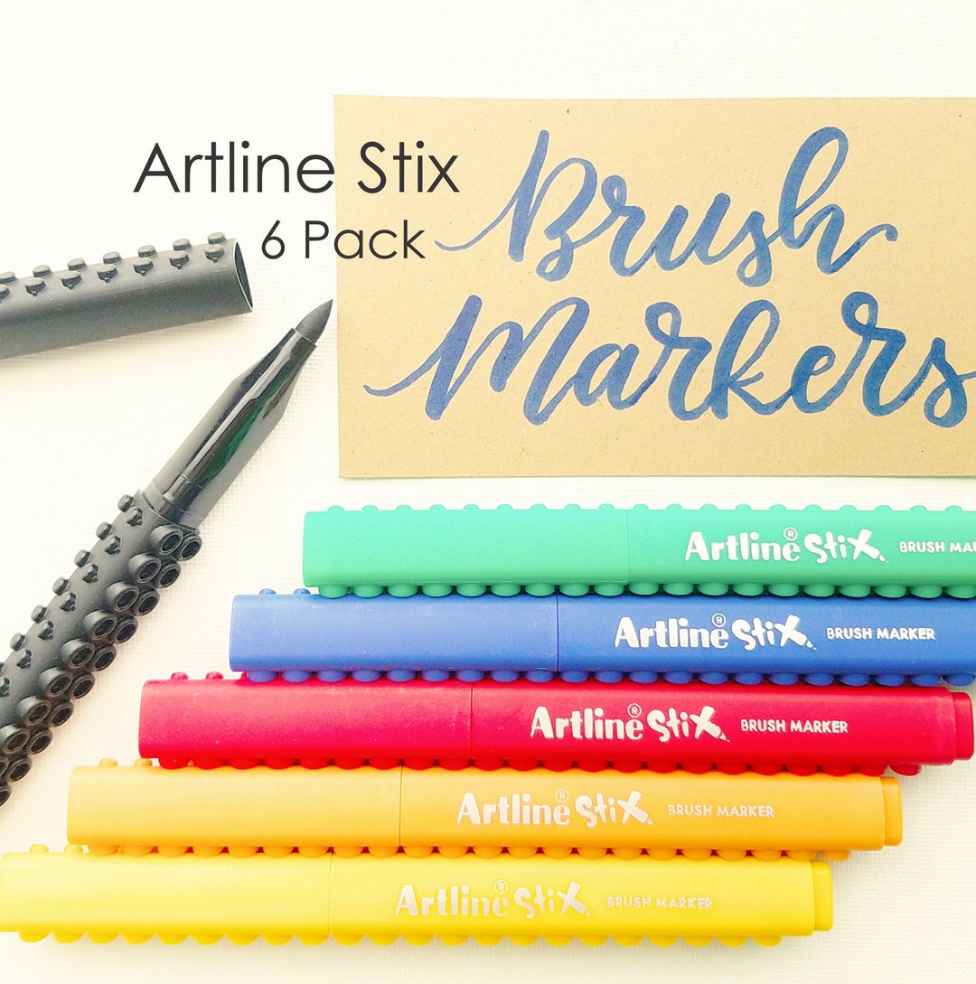 Brush Markers Artline Stix Set of 6 Calligraphy Pen Set Etsy