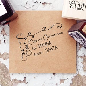 Christmas Stamps, Gift Tag Stamp, To From Stamp, Holiday Stamp, Christmas Stamp with Ornaments, Merry Christmas Stamp, 10222 image 1