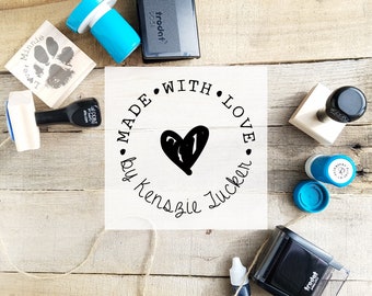 Made by Tag Stamp, Made with love Tag, Handmade by Stamp- Made By Rubber Stamp, Round Small Stamp, Self Inking Made By Stamp CS-10034