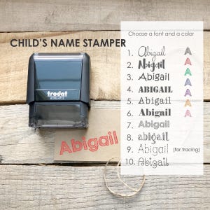 Personalized Kids Name Stamp: Self-Inking Stamper, Traceable Font