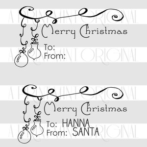 Christmas Stamps, Gift Tag Stamp, To From Stamp, Holiday Stamp, Christmas Stamp with Ornaments, Merry Christmas Stamp, 10222 image 8
