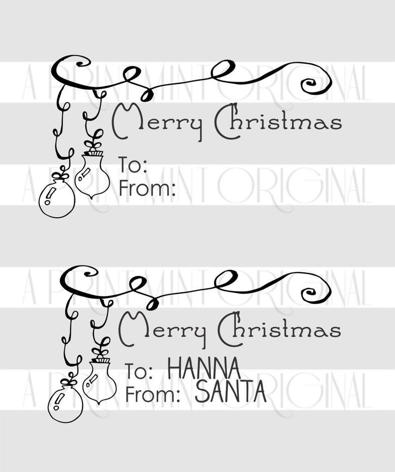 Christmas Stamps, Gift Tag Stamp, To From Stamp, Holiday Stamp, Christmas Stamp with Ornaments, Merry Christmas Stamp, 10222 image 8