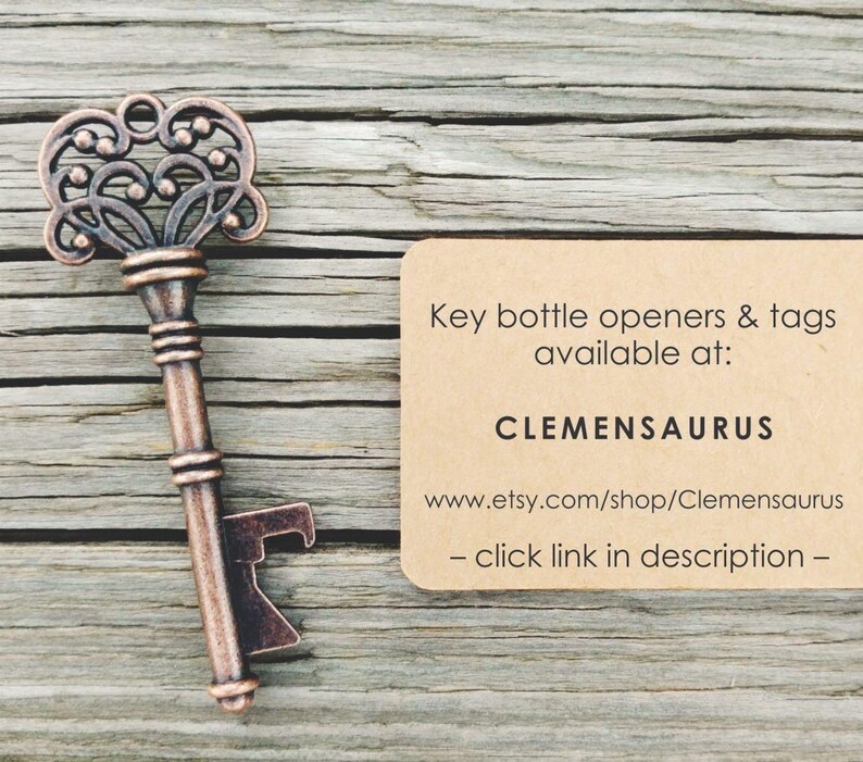 Abridor de botellas con llave Love is The Key Stamp, abridor de botellas con llave de esqueleto autoentintado, sello de goma rústico para recuerdos de boda para etiqueta, CS-10311 imagen 5