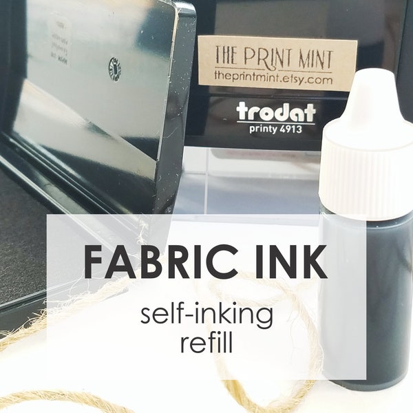 Fabric Ink Refill for Black Self-Inking Stamp, .25 oz Bottle of Black Textile Ink, Refill for Self-Inking Fabric Stamp