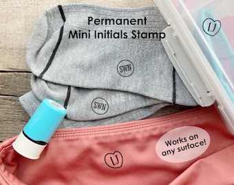Clothing Stamp With Initials, Permanent Mini Initials Fabric Stamper, Monogram Stamp for Laundry, Round Initials Self-inking Stamp