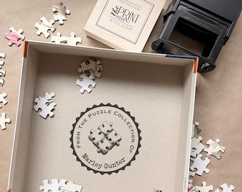 Puzzle Collection Stamp in Self-inking or Wood for Labeling Jigsaw Puzzles with Property Of and Name
