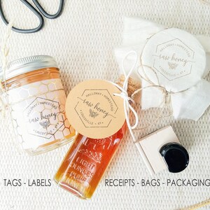 Honey Jar Gift Tag Stamp - Pure Honey Labels For Jars Rubber Stamp - Local Honey- Backyard Bees - Honey Gift Ideas - Custom Stamp CS-10351 image 8