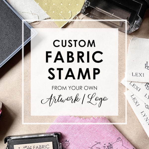 Individueller Stoffstempel mit Ihrem Logo oder Bild, Stempelset für Kleidung, Stoffstempelfarbe für individuelle Etiketten, personalisierte Nähetiketten für Quilts mit Tinte