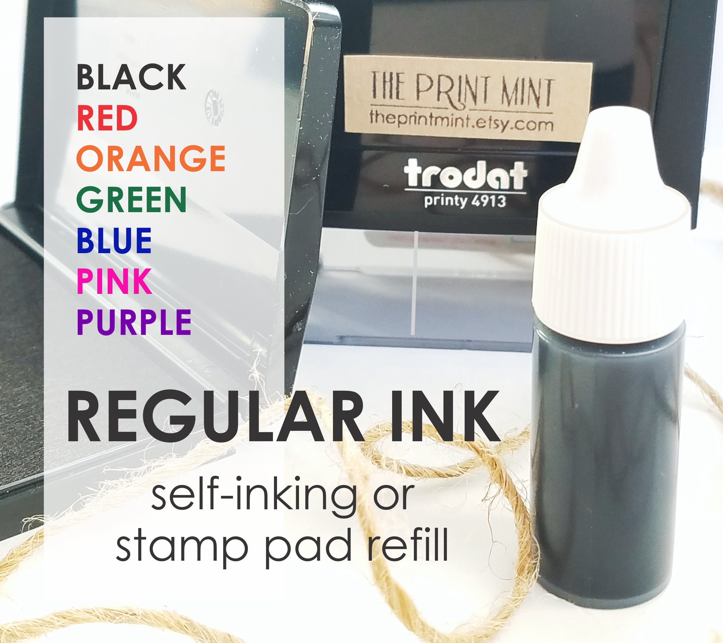 Self-Inking Stamp Ink - 1oz Refill Bottle- Black