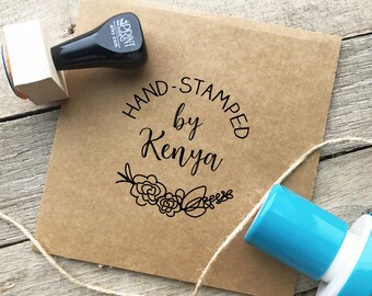 Hand-Stamped by Stamp for Cards, Stamped By Labels in Self-inking or Wood Rubber Stamp, Custom Stamper, Personalized Stamp for Cards 10346