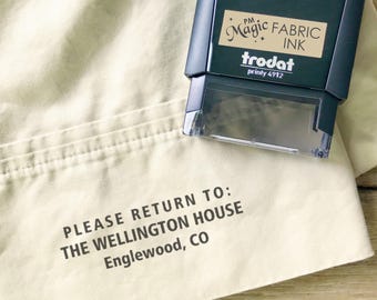 Fabric Stamp for labeling Bedding, Sheets, Towels.  Black Self-Inking, Waterproof Ink, Property of Stamp for Air BnB Laundry Label, CS-10454