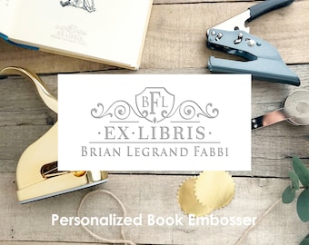 Elegant Book Embosser- Monogram Embossing Stamp- Library Embosser- Personalized Embosser- From The Library Of Stamp- Ex Libris- 10457
