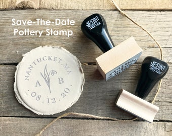 Wedding Pottery Stamp with Initials and Date, Custom Pottery Stamp for Ceramic Wedding Favors, Clay DIY Wedding Favors, P-10436