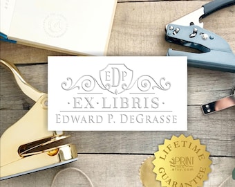 Monogram Book Embosser: Personalized Library Stamp - Ex Libris