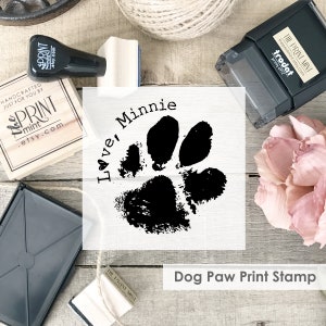 Paw Print Stamp Custom, Dog Paw Rubber Stamp, Custom PetPaw Print Stamp or Self-Inking with Name, Paw Print Keepsake CS-10335 D