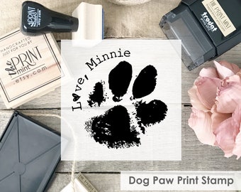 Paw Print Stamp Custom, Dog Paw Rubber Stamp, Custom PetPaw Print Stamp or Self-Inking with Name, Paw Print Keepsake CS-10335 D