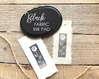 Black Fabric Ink Stamp Pad, Fabric Ink Pad For Rubber Stamps, Fabric Stamp Ink, Permanent Ink for Canvas, and Muslin, Dark Ink