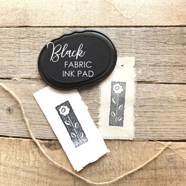 Black Fabric Ink Stamp Pad, Fabric Ink Pad For Rubber Stamps, Fabric Stamp Ink, Permanent Ink for Canvas, and Muslin, Dark Ink