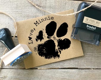Aangepaste hondenpootafdrukstempel of voor een kat: gepersonaliseerde houten stempel of zelfinktende rubberstempel