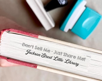 Little Library Stamp for Book Pages Edges in Wood or Self-inking, Custom Lending Library Stamper, Free Library Supplies CS-10490