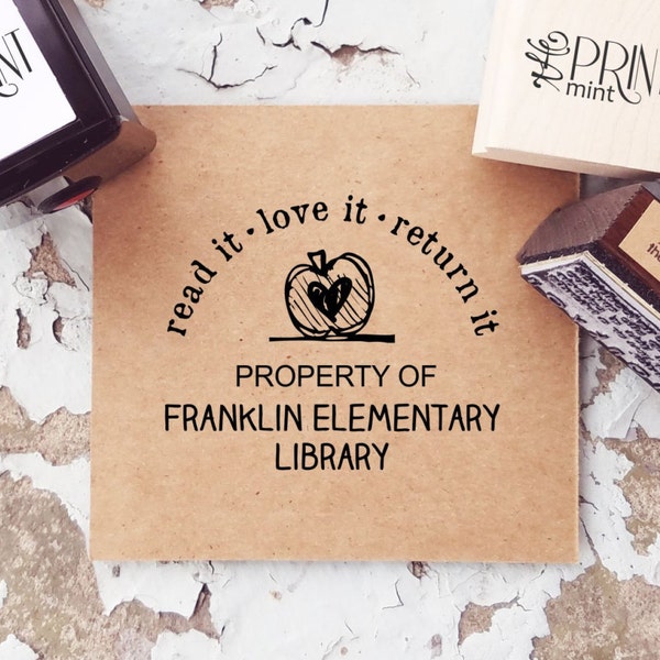 Custom Library Stamp, Property of Stamp, Read Love Return Stamp, Library of Book Stamp, Personalized Book Self Inking Stamp-  10273