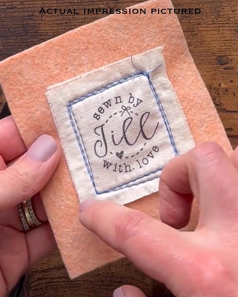 Personalized Fabric Stamp, Sewn By Tags Fabric Stamp, Permanent Fabric Ink or Self-inking, Made By Quilt Sewing Labels Stamp CS-10382s image 6