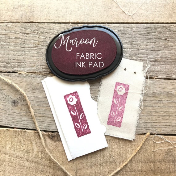 Burgundy Ink Pad for Fabric or Paper, Fabric Ink Pad for Rubber Stamps,  Maroon Fabric Ink, Permanent Ink, Burgundy Textile Ink 