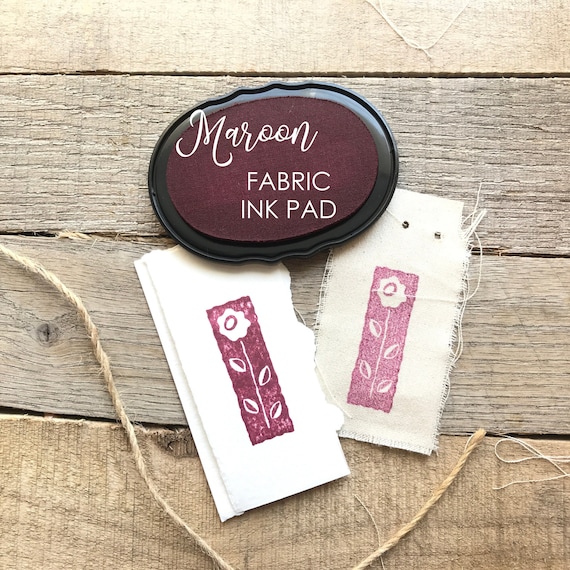 Burgundy Ink Pad for Fabric or Paper, Fabric Ink Pad For Rubber Stamps, Maroon Fabric Ink, Permanent Ink, Burgundy Textile Ink